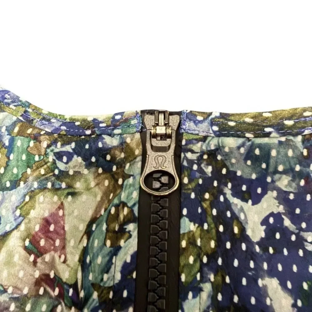 Lululemon Water Sweat 2 Swim Fast Bra Zipper Front Floral Print Activewear Top 2